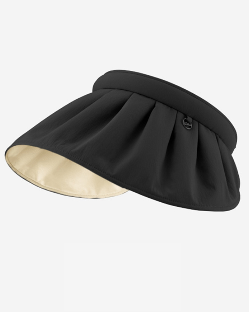 

UV Protection Ruched Visor Sun Cap, Black