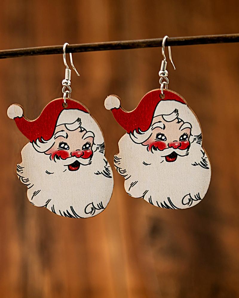 

1Pair Christmas Santa Claus Shaped Hook Dangle Earrings, White