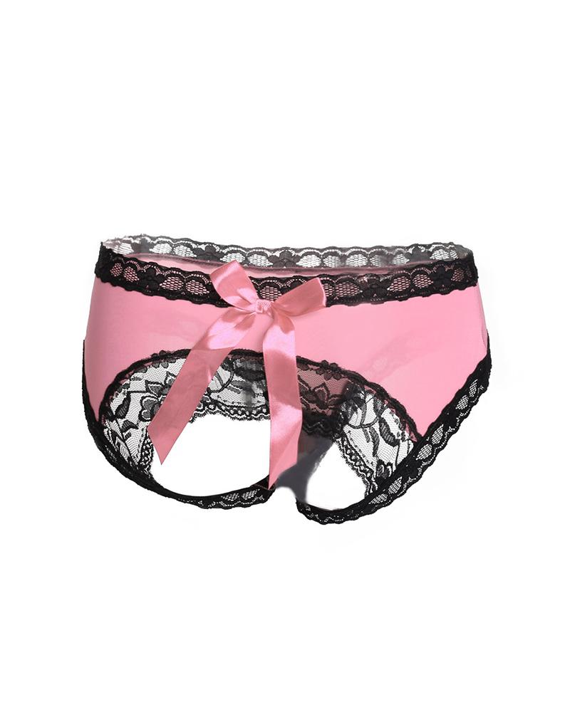 

Lace Trim Bowknot Panty, Pink