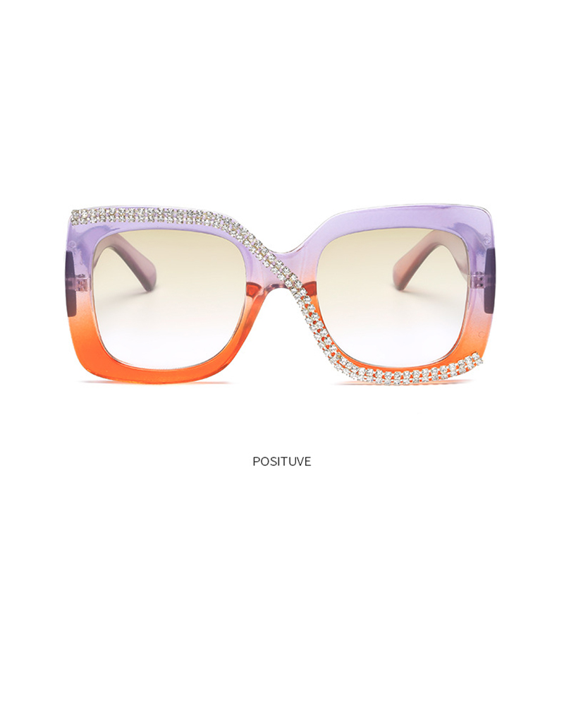 

1Pair Square Frame Rhinestone Sunglasses, Purple