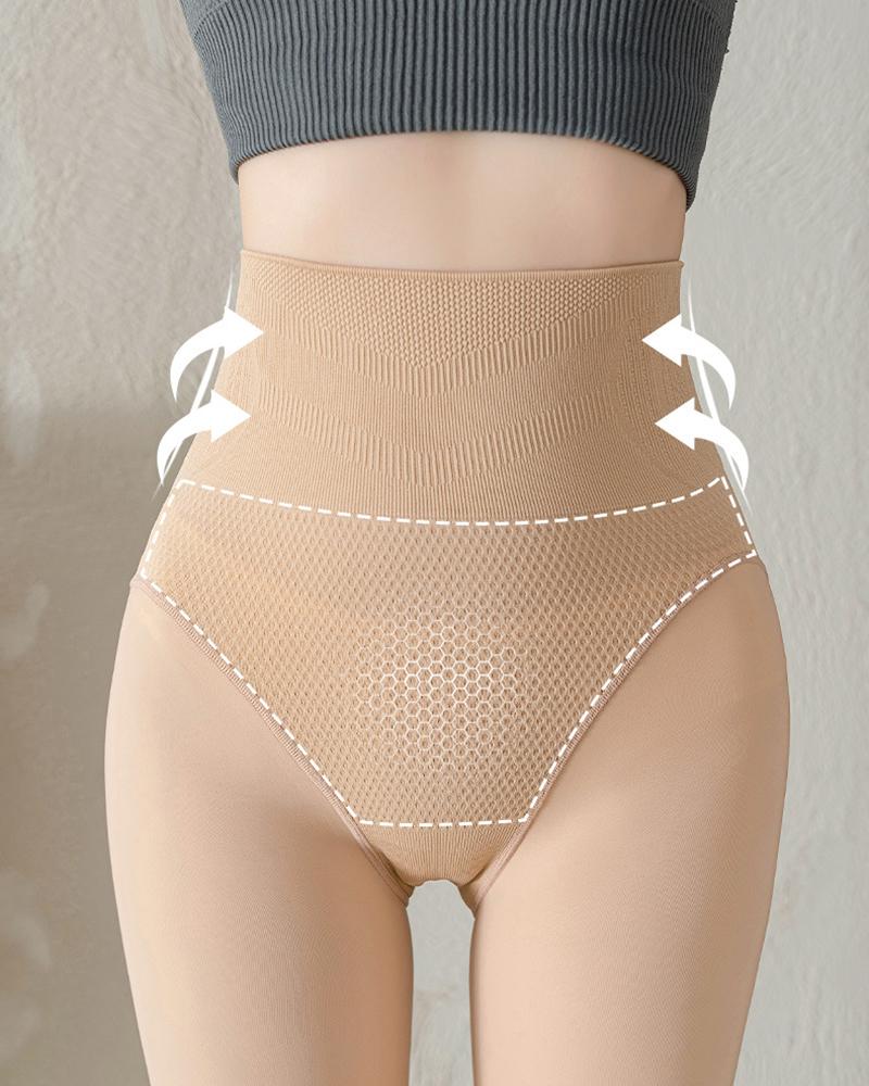 

Slimming Waist Butt Lifting Stretchy Tights Thermal Fleece Lined Leggings, Nude