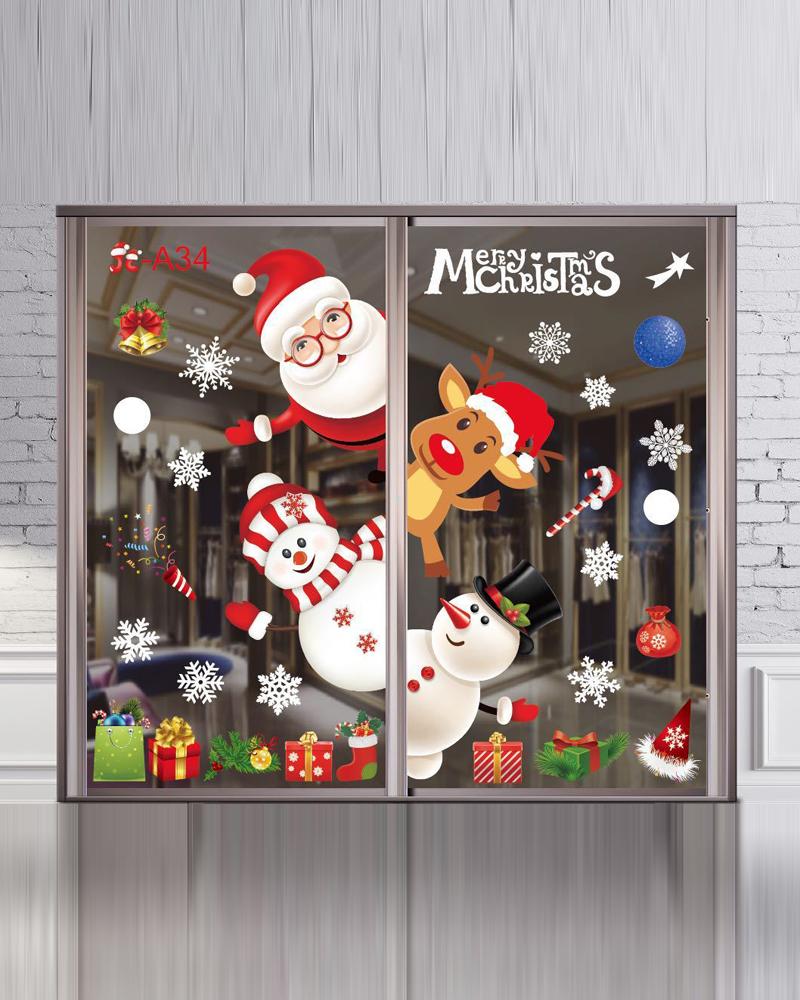 

1Roll DIY Christmas Windows Stickers Door Mural Decals Static Sticker Wall Window Clings Showcase Winter Decorations Party Supplies, Style4