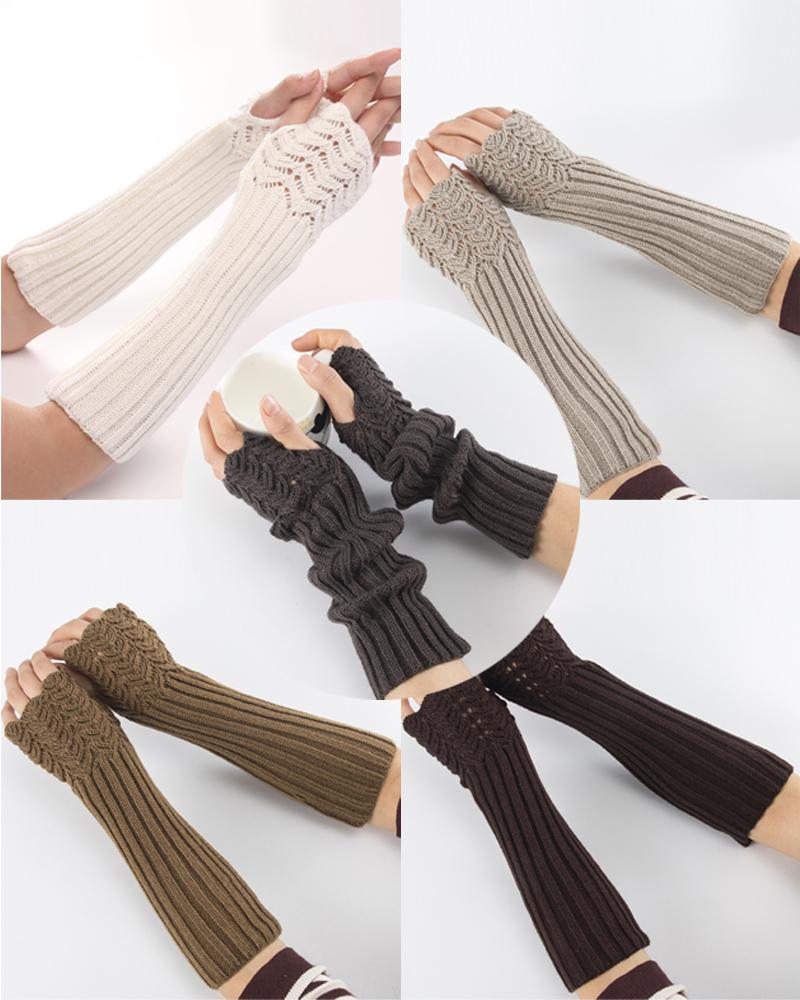 

1Pair Warm Knit Fingerless Gloves, Dark grey