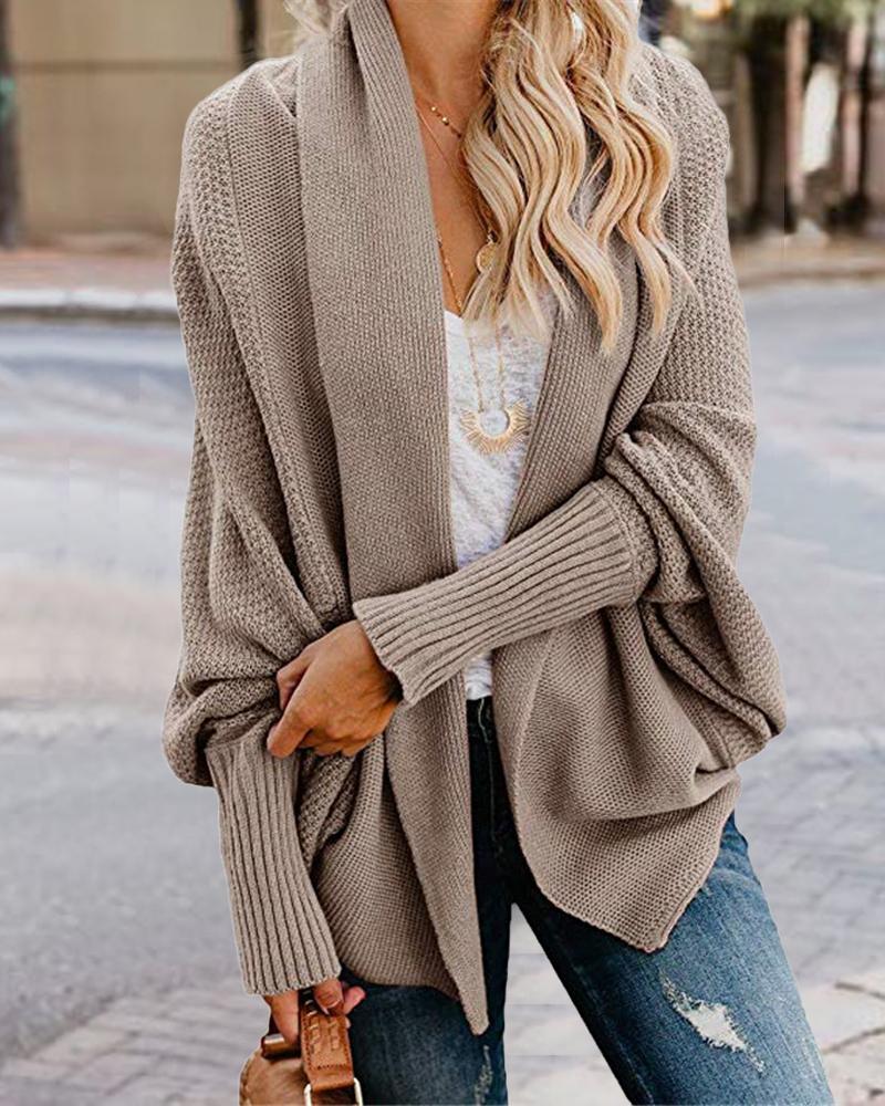 

Batwing Sleeve Open Front Cardigan, Khaki