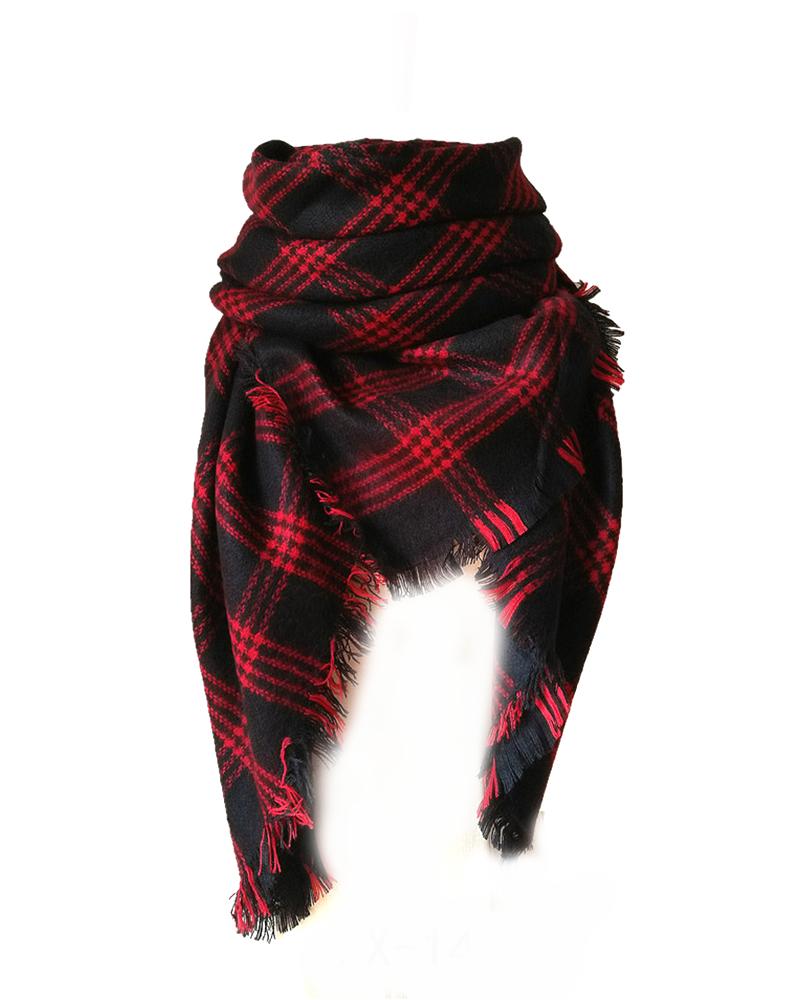 

Plaid Colorblock Fringe Hem Scarf, Style6