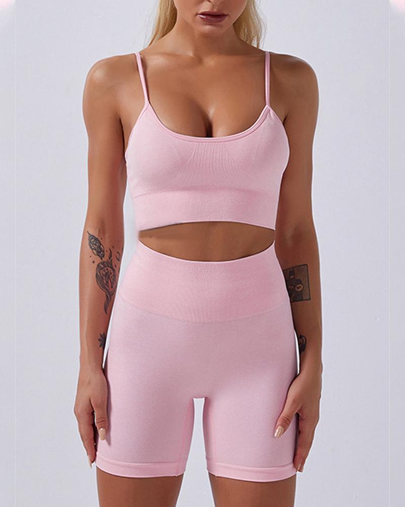 

High Waist Butt Lift Seamless Active Set, Pink