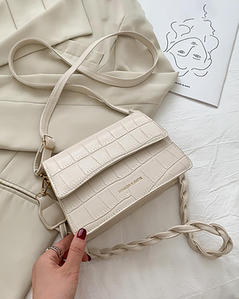 

Croc Embossed Flag Crossbody Bag, White