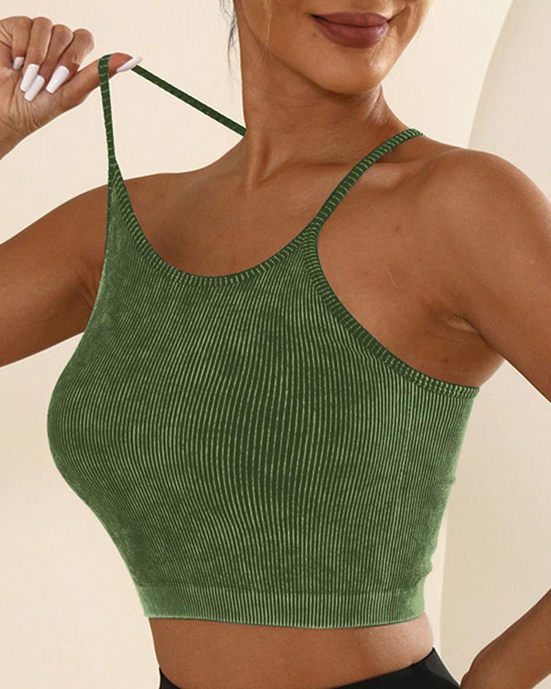 

Top ativo com decote em U Racer Back Crop, Army green