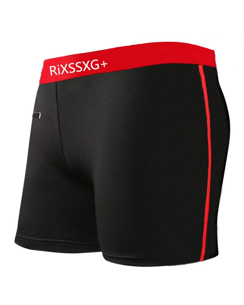 

Color Block Splicing Letter Swim Short Pants, Red