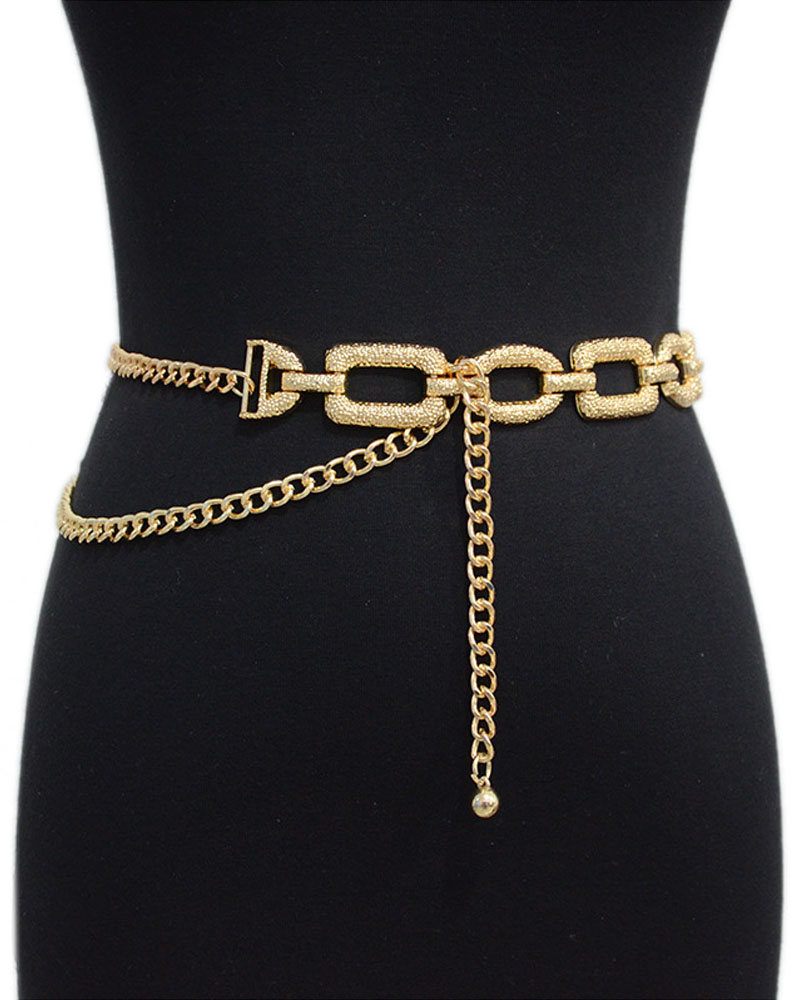 

1pc Hip Hop Punk Waist Chain, Gold
