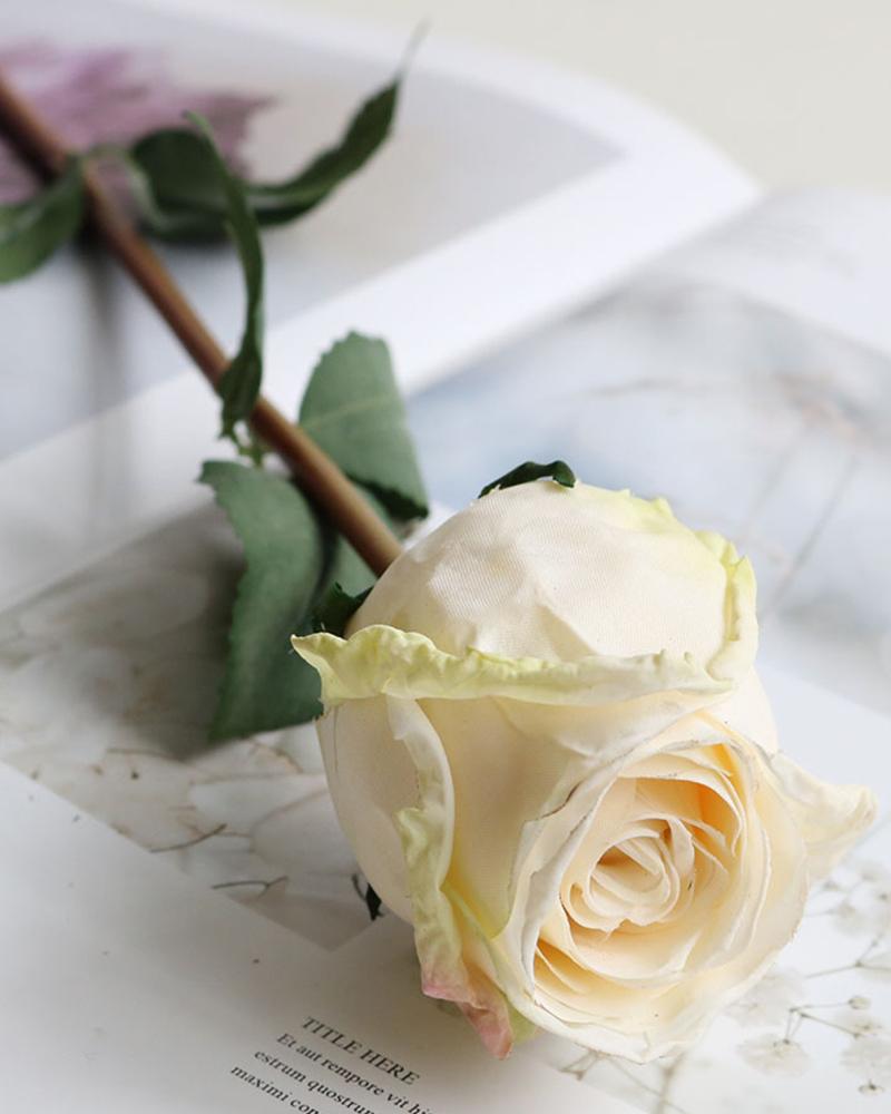 

1pc Burnt Edge Artificial Rose Bouquet Flower Arrangement Wedding Table Centerpiece Decoration, White