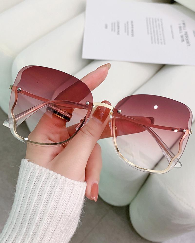 

1Pair Tinted Lens Ombre Rimless Sunglasses, Style4