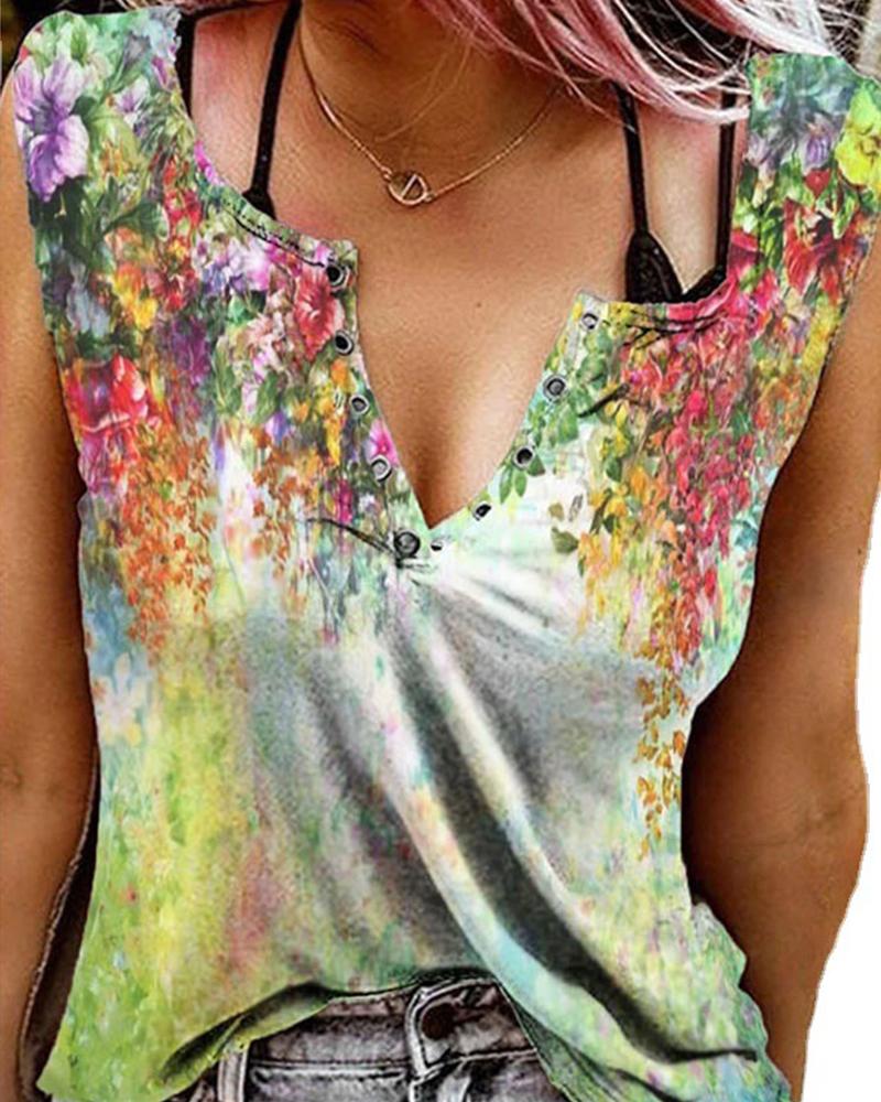 

Multicolor Butterfly Print Sleeveless Tank Top, Style3