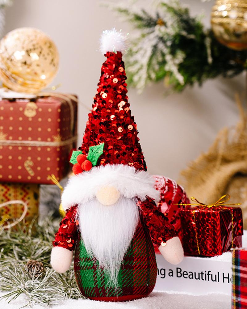 

1pc Christmas Gnome Doll Contrast Sequin Rudolph Faceless Doll Ornament Kids Toy Gift Party Props Christmas Tree Window Table Decoration, Style2