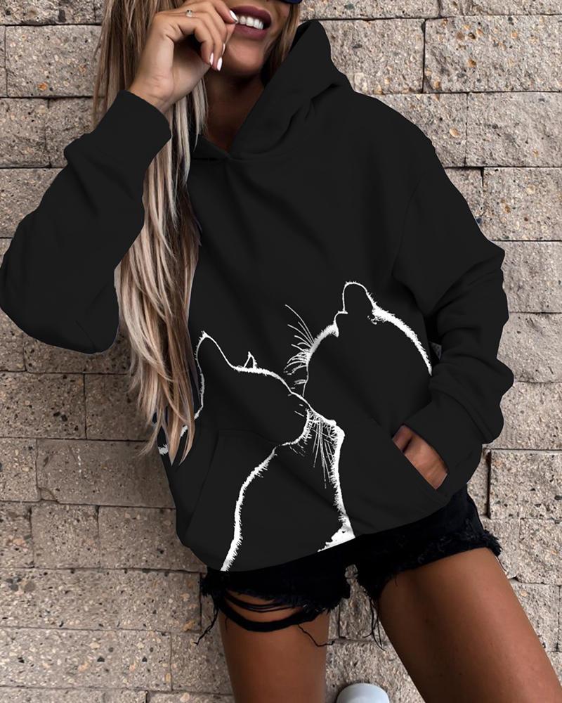 

Halloween Graphic Print Colorblock Long Sleeve Hooded Sweatshirt, Style4