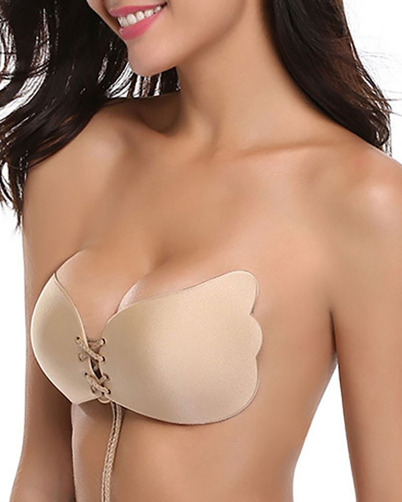 

Sticky Push Up Adhesive Invisible Backless Bra Magic Nipple Covers Strapless Bra, Nude