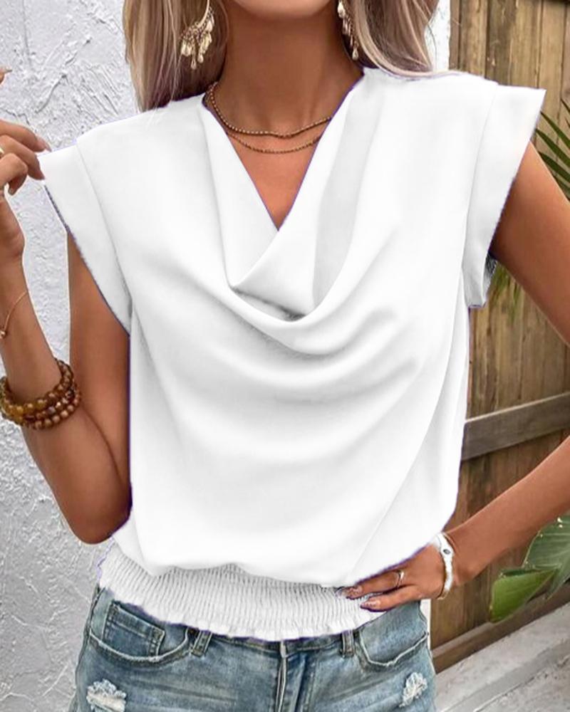 

Cap Sleeve Cowl Neck Top, White