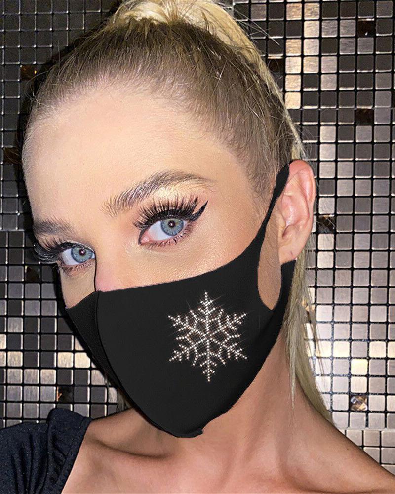 

Christmas Pattern Studded Breathable Face Mask, Style1