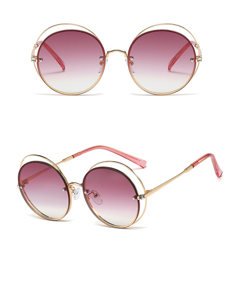 

1Pair Round Shaped Metal Frame Tinted Lens Sunglasses, Red