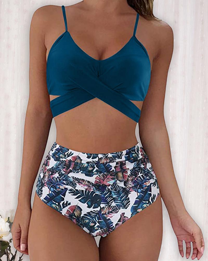 

Women Wrap Bikini Set Push Up High Waist 2 Piece Swimsuit, Blue
