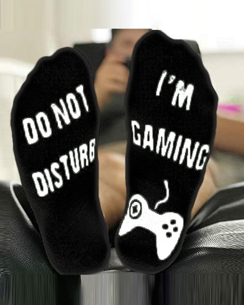 

1Pair Letter Print Socks, Black