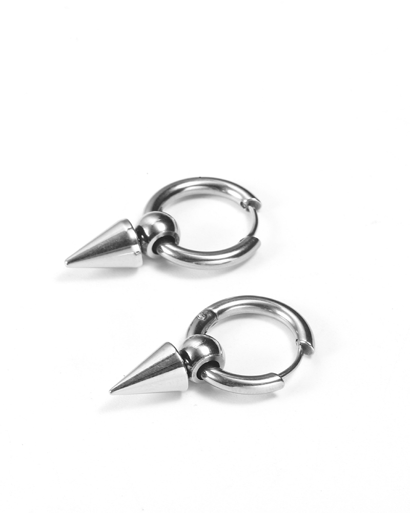 

Hip-hop Titanium Steel Ear Buckle Earring, Silver