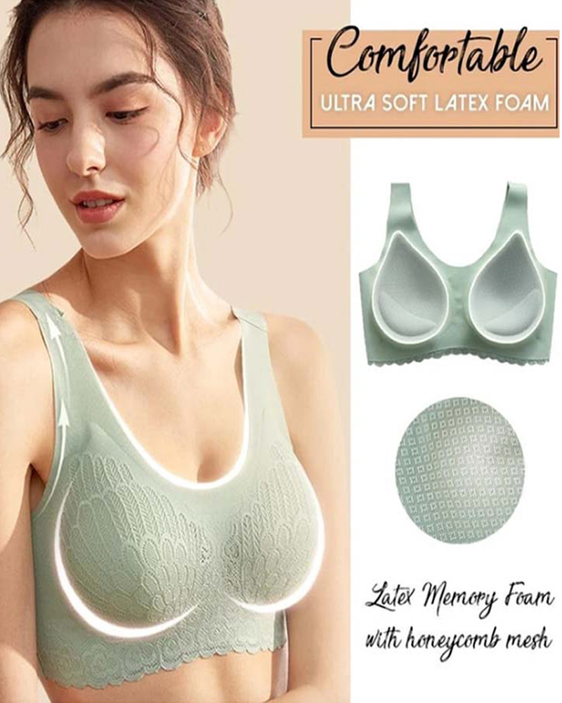 

Seamless Bra Full Cup Breathable Bralette, Green