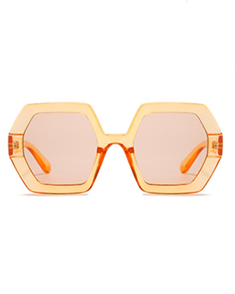 

1Pair Geometrical Frame Ombre Sunglasses, Brown