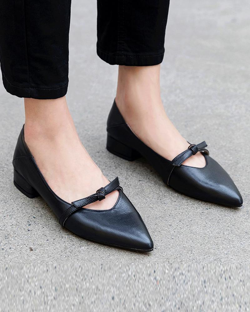 

Pointed Toe Twisted Slip On Shoes, Black