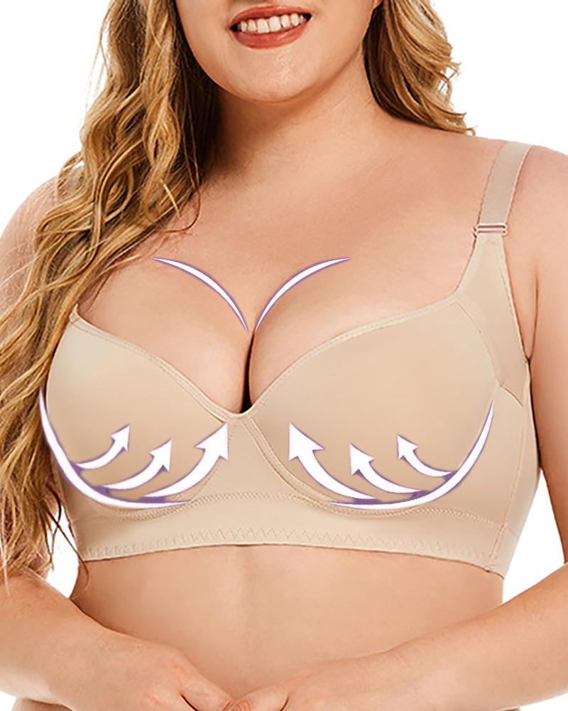 

Plus Size Full Coverage Wireless Lifting Seamless Bra, Nude