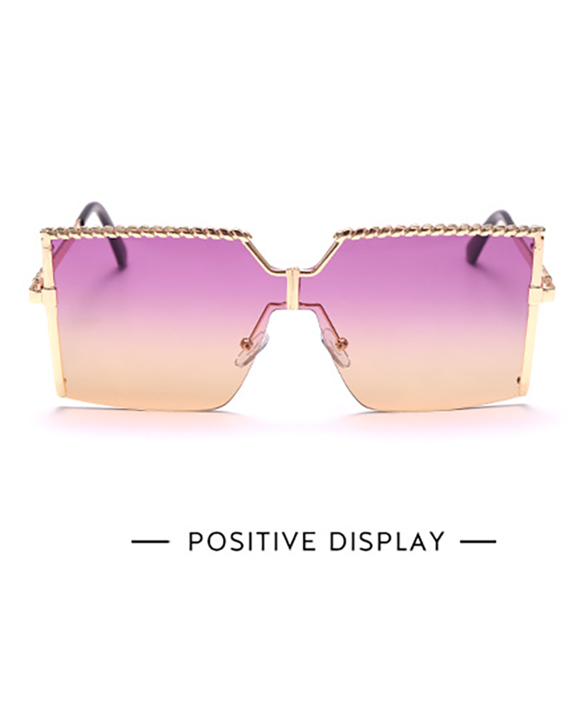 

1Pair Big Square Metal Frame Tinted Lens Sunglasses, Style4