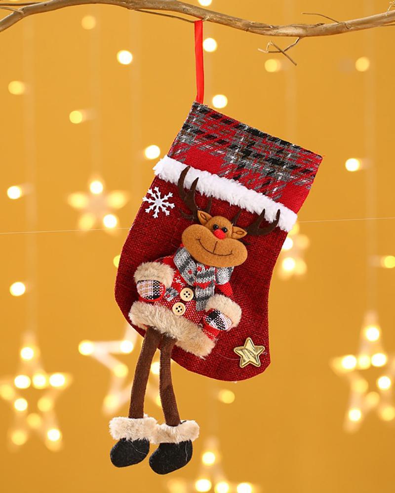 

Christmas Stocking Large Xmas Ornament Santa Snowman Reindeer Character For Family Holiday Decorations, Style3