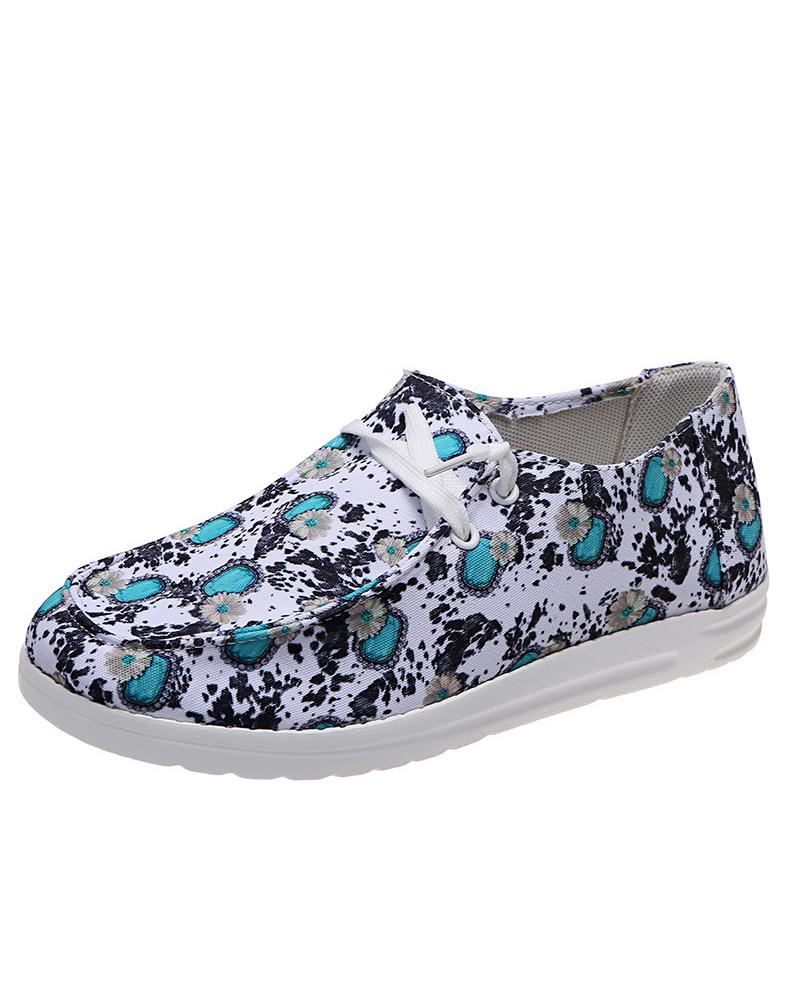 

Sunflower / Floral / Graphic Print Casual Canvas Shoes, Blue