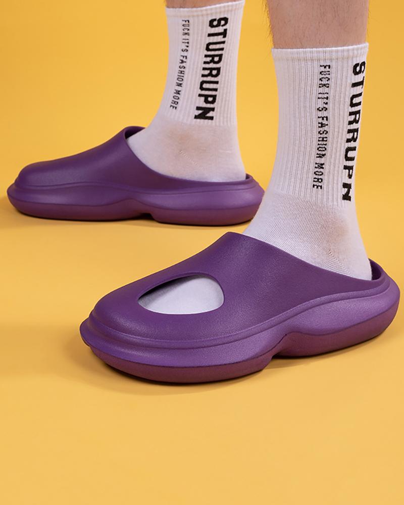 

Closed Toe Cutout Casual Clogs, Purple