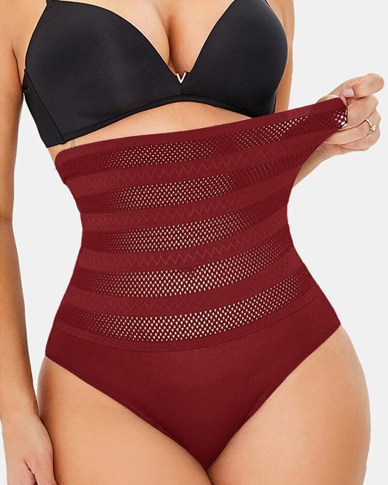 

Plus Size High Waist Shaping Underwear Postpartum Tummy Control Butt Lifting Panty Body Shaper, Wine red