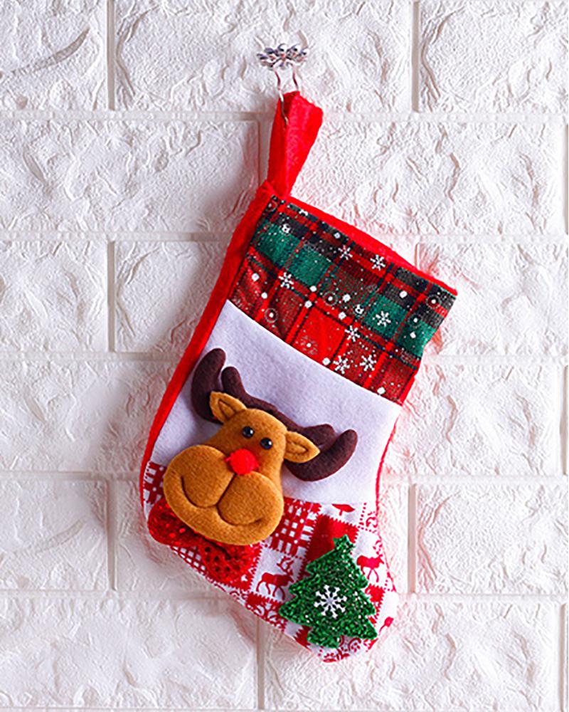 

Christmas Decorations Santa Claus Elk Stockings Gift Bag Candy Bag Tree Hanging Ornaments, Brown