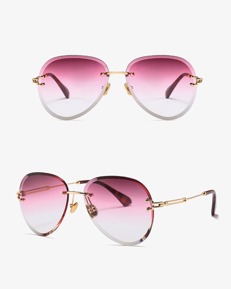 

Round Flexible Metal Frame Sunglasses, Pink