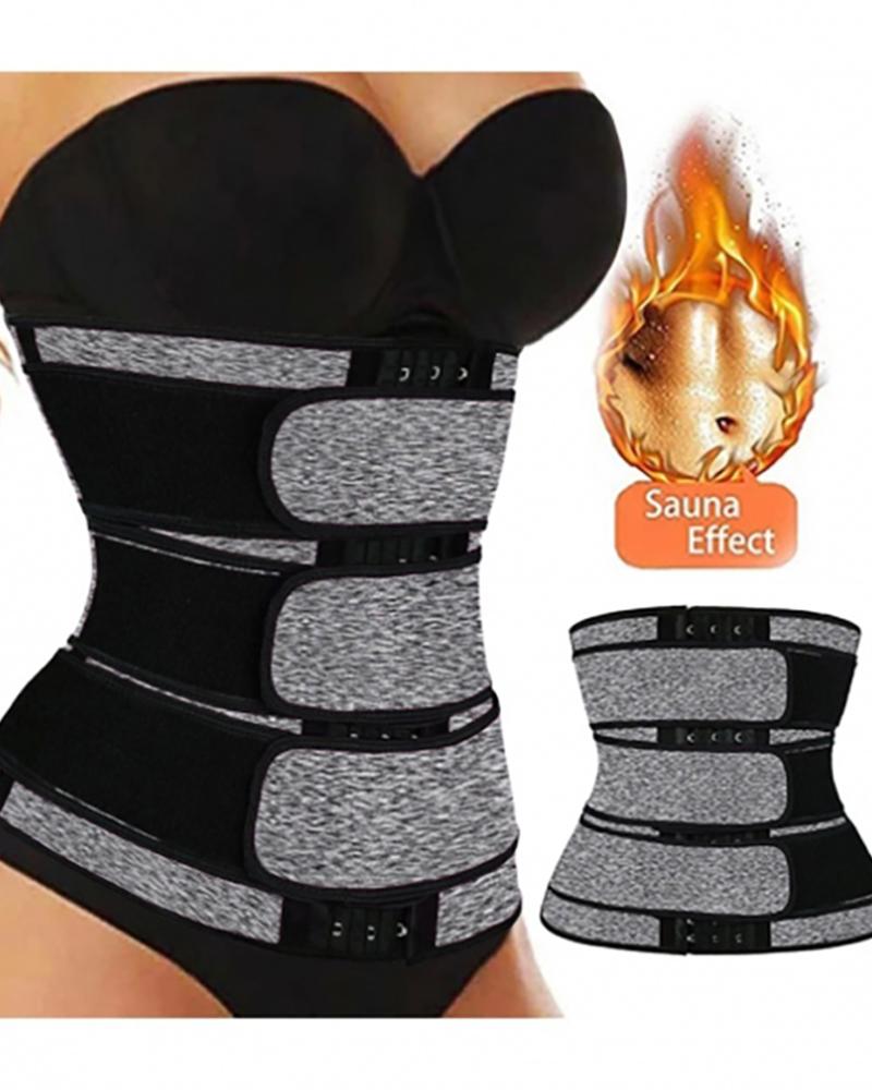 

Three Belt Hook Latex Waist Trainer Workout Trimmer Belt Corset, Gray