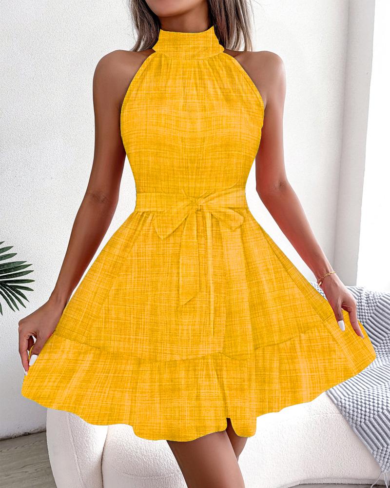 

Ruffle Hem Sleeveless Casual Dress, Yellow
