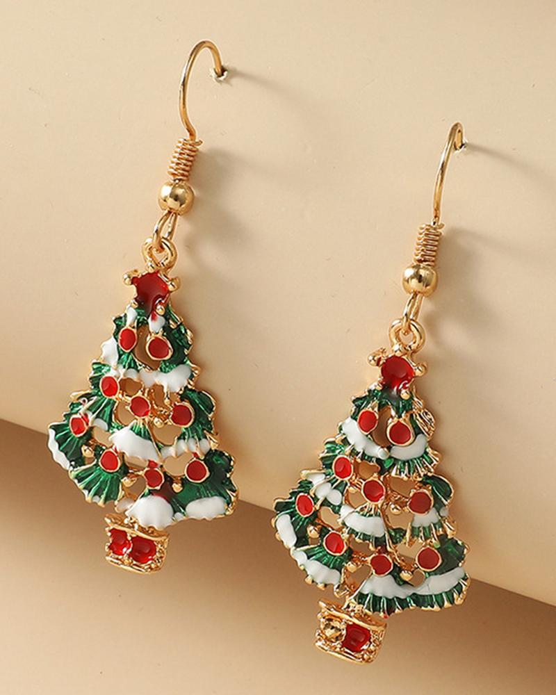 

1Pair Christmas Tree Shaped Dangle Hook Earrings, Multicolor