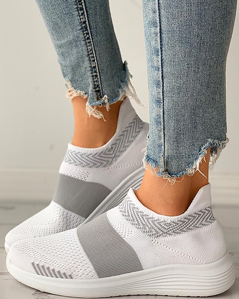 

Colorblock Breathable Casual Sneaker, White