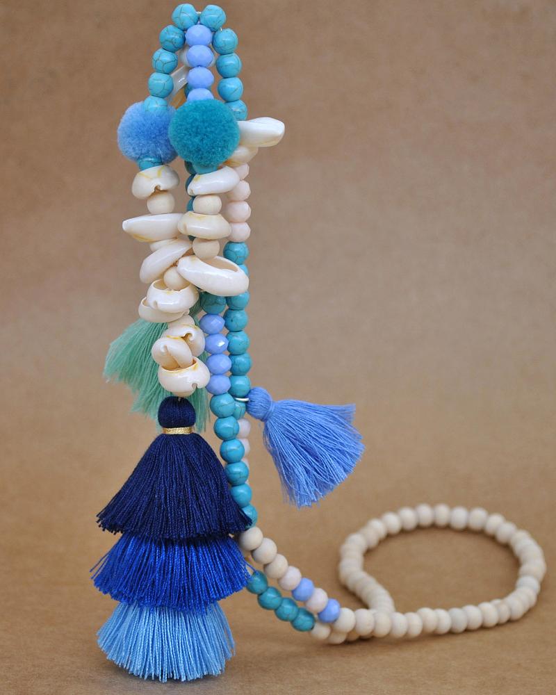 

1pc Bohemian Beaded Layered Tassel Pendant Necklace, Style1