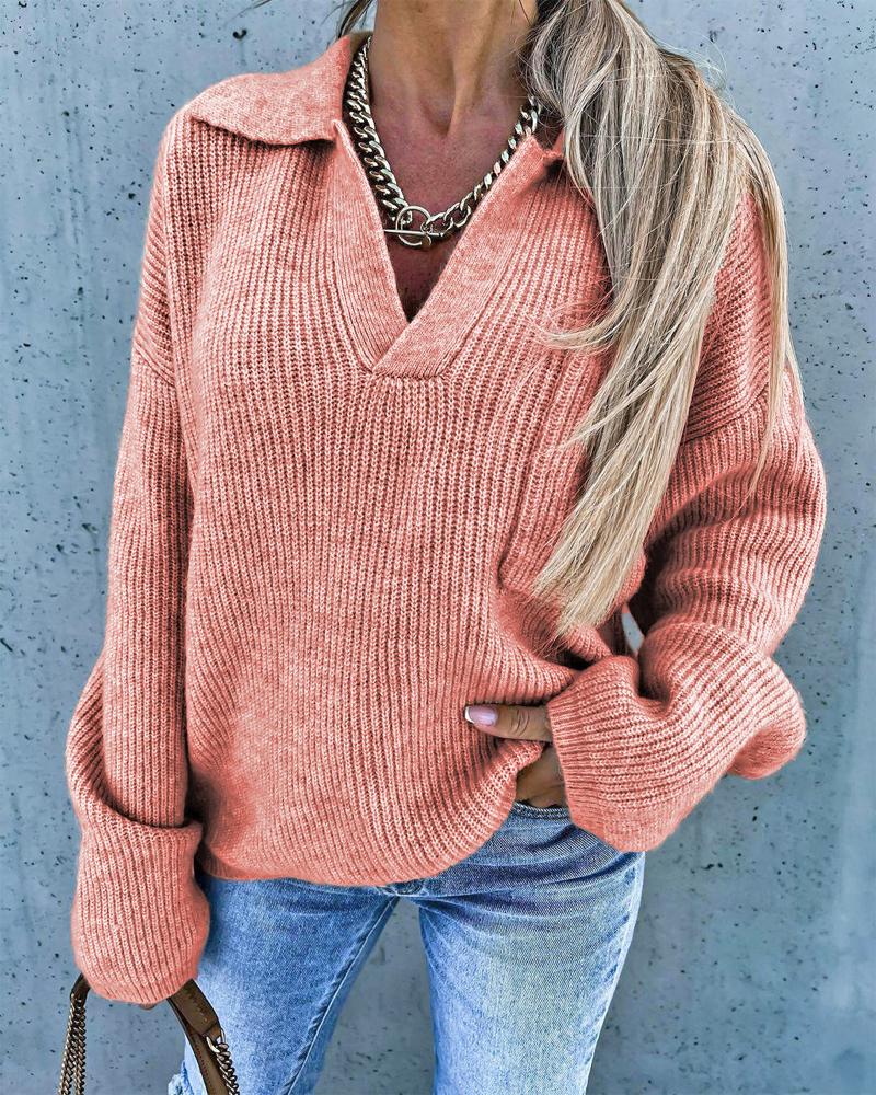 

Drop Shoulder Pocket Detail Chunky Knit Sweater, Orange