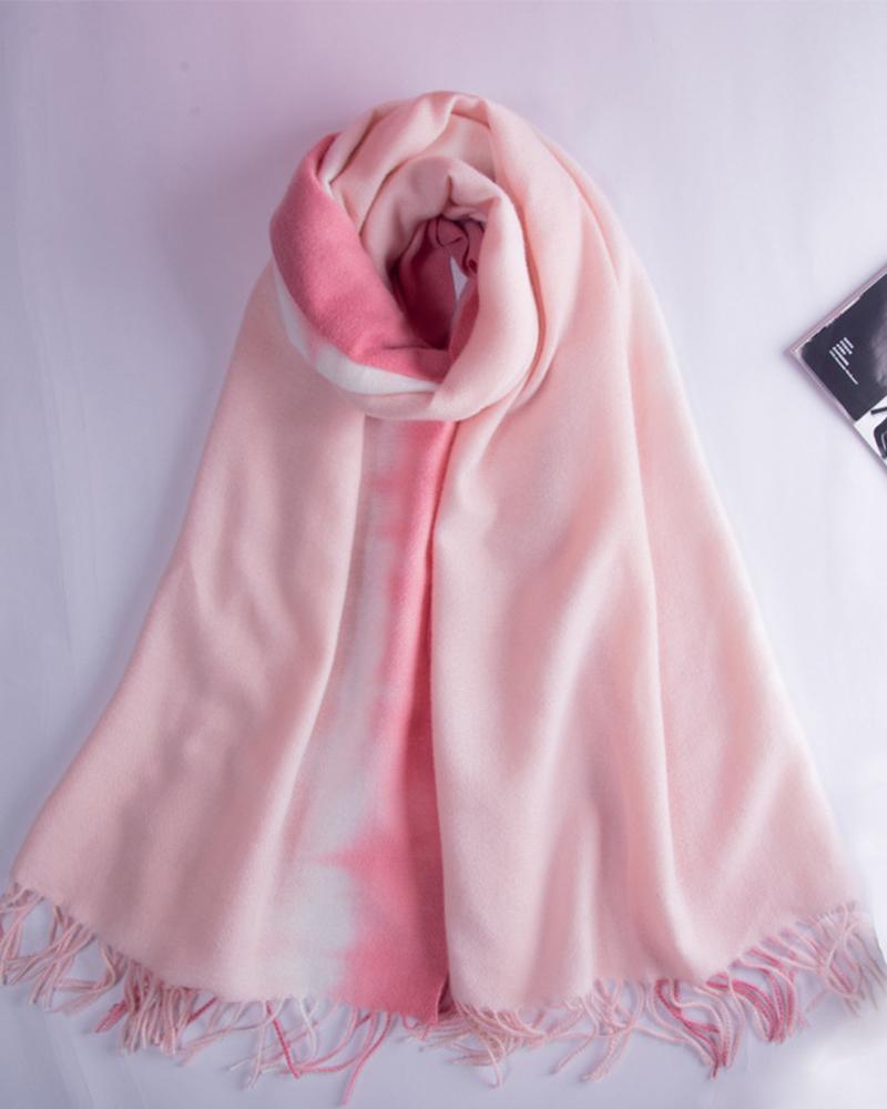 

Tassel Design Tied Dye Print Ombre Scarf, Style5