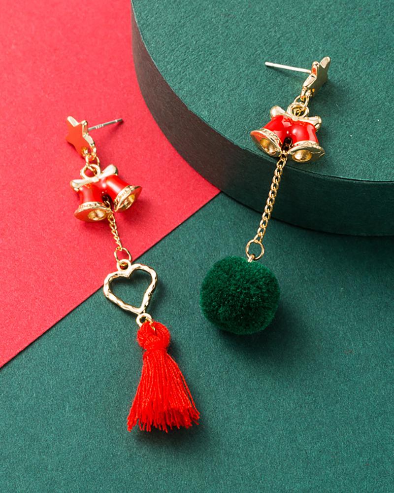 

Christmas Pom Pom Tassel Drop Earring, Red