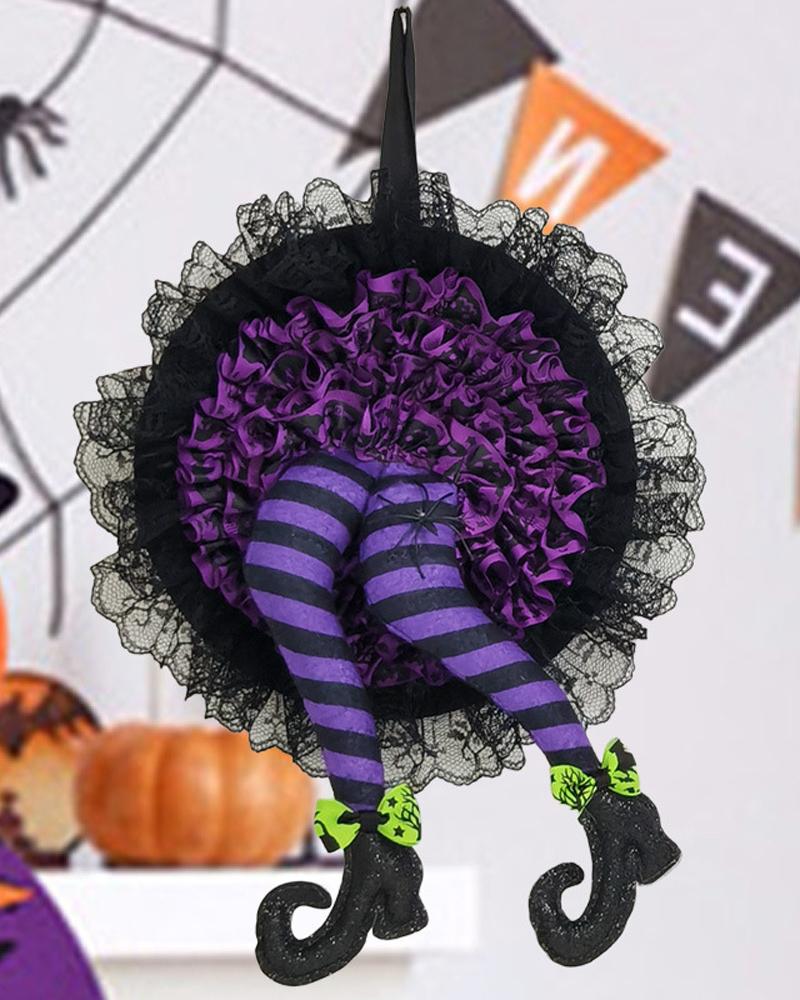 

Halloween Wreath Home Decor Front Door Hanging Clown Garland Halloween Party Decor Wall Prop Ornaments, Purple