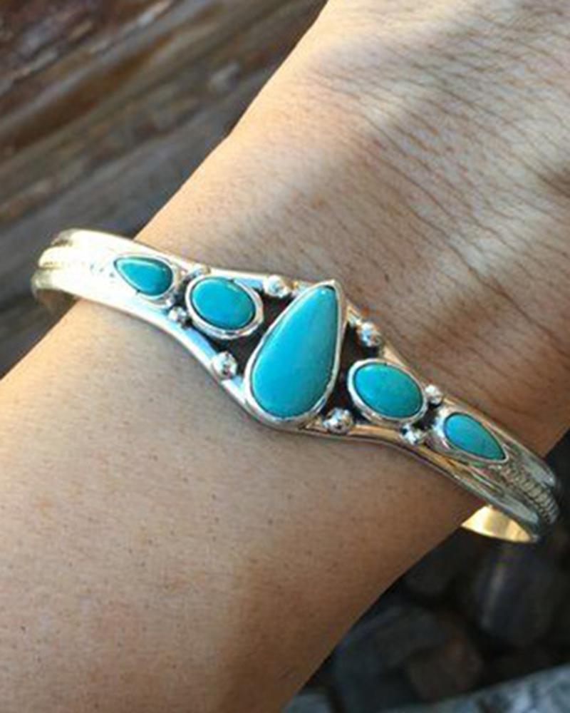 

1pc Turquoise Decor Geometric Bangle Bracelet, Style2