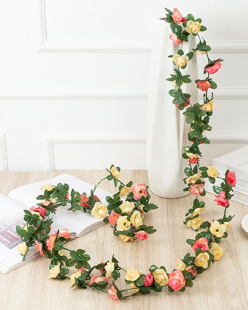 

Fake Rose Vine Flowers Plants Artificial Flower Hanging Rose Ivy Home Hotel Office Wedding Party Garden Craft Art Decor, Multicolor