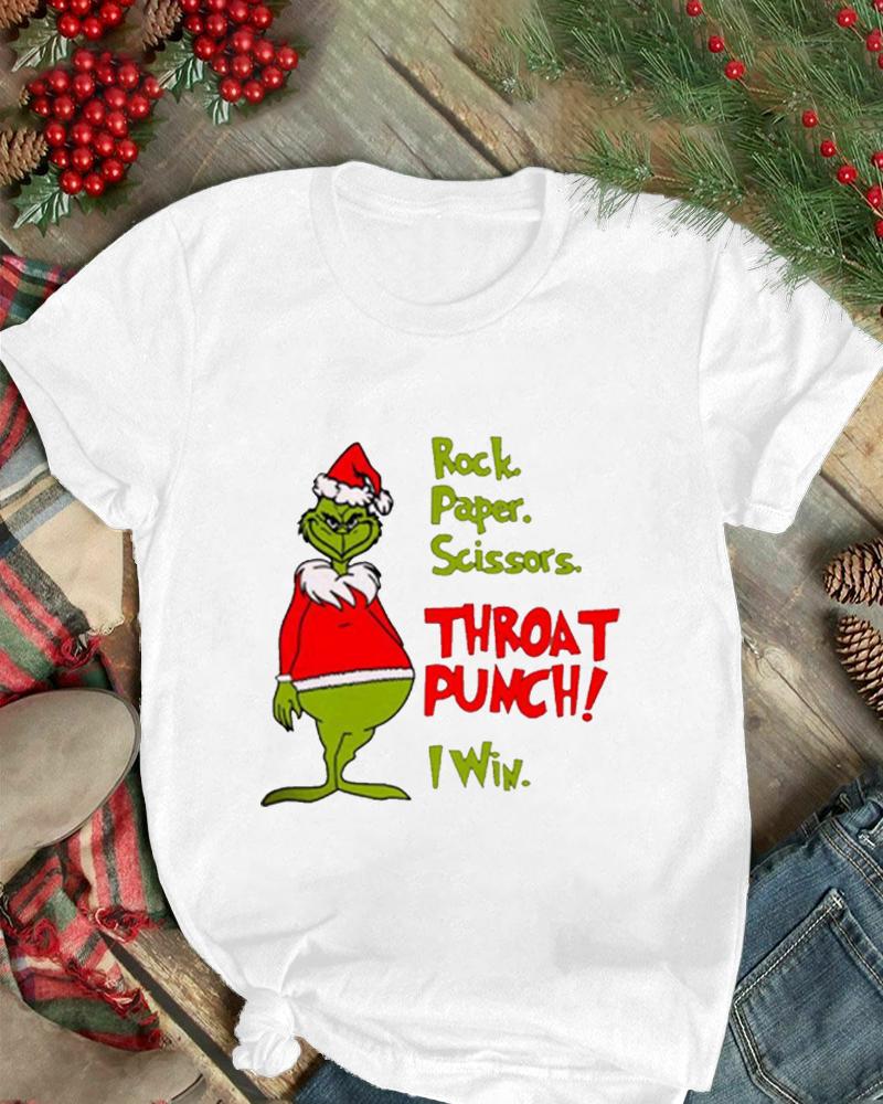 

Christmas Grinch Letter Print Short Sleeve T-shirt, White