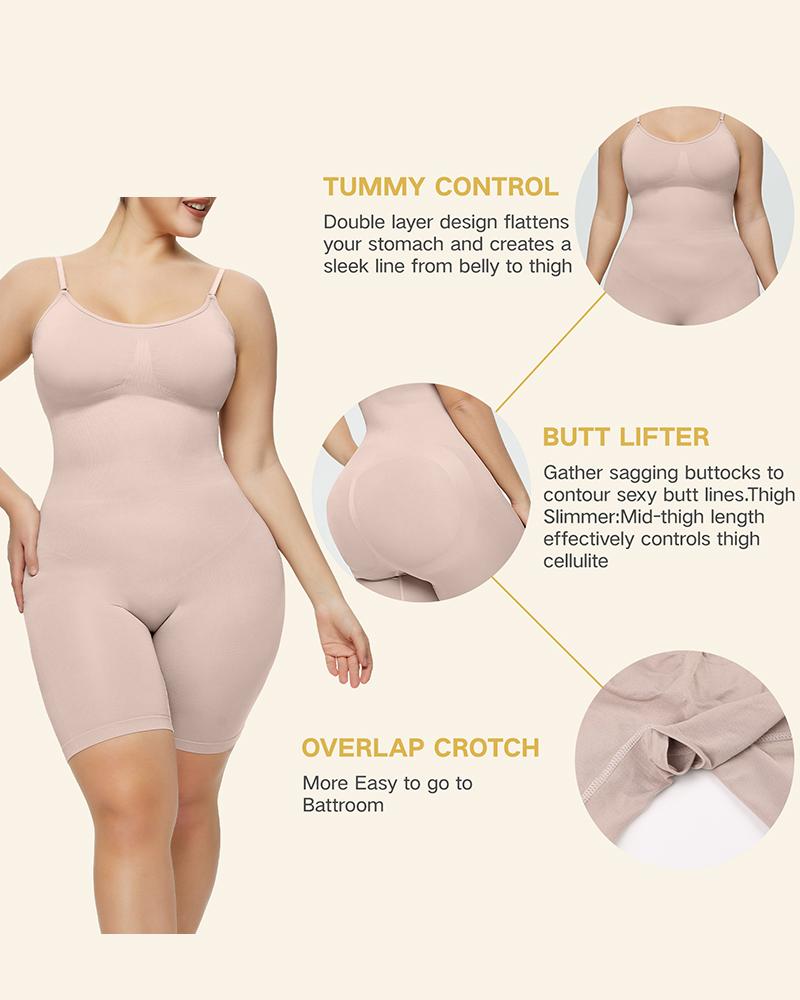 

Push Up Butt Lifting Tummy Control Adjustable Strap Seamless Shapewear, Beige